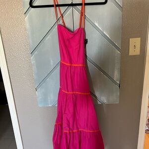 Vibrant Pink and Orange Strappy Dress
